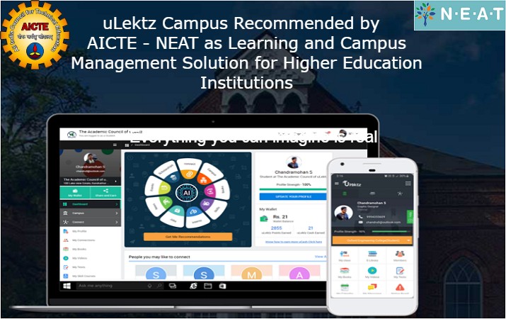 uLektz Campus recommended by AICTE NEAT as Learning and Campus Management solution for higher education institution